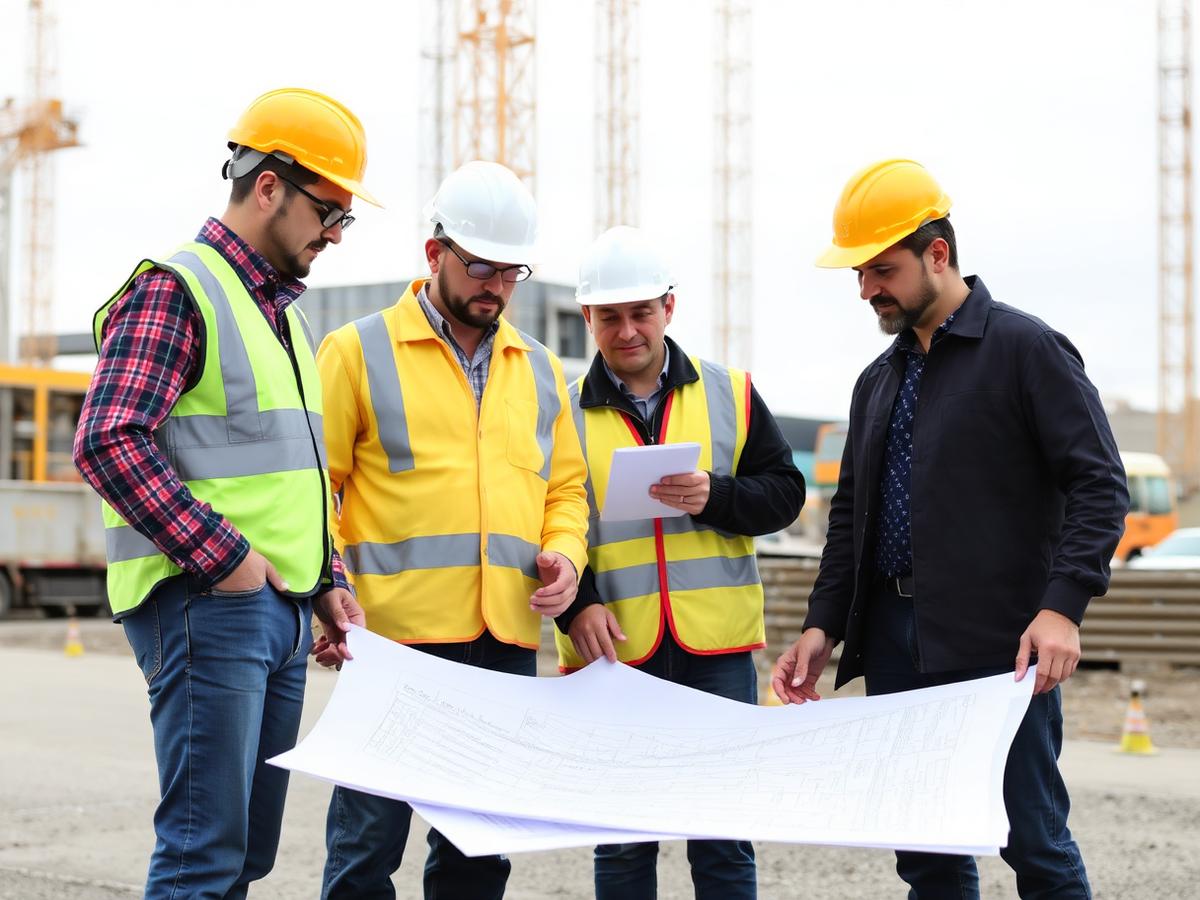 Equipo de Constructora DNG revisando planos en obra